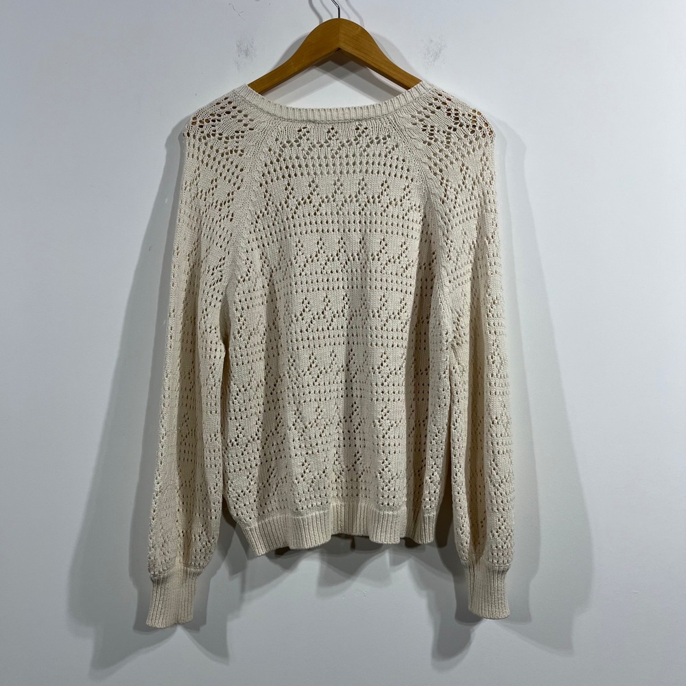 Sezane Capucine Pointelle Knit Cardigan Sweater Womens Small Cottagecore Preppy - Picture 5 of 11
